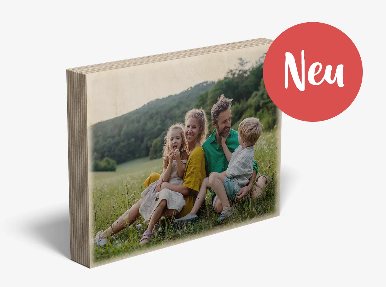 Zwei Foto Holzblöcke mit Familienfotos individuell gestaltet