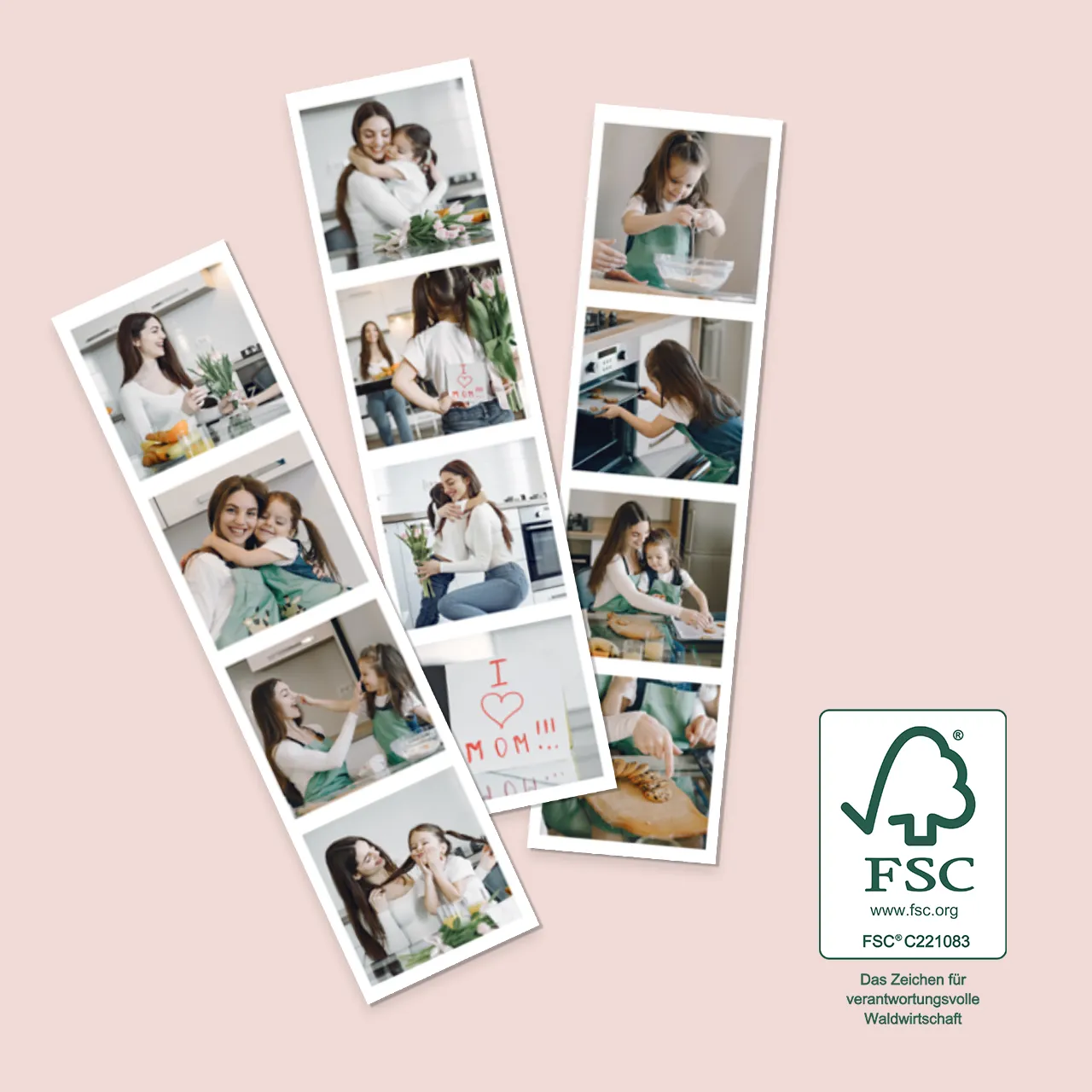 Lasst eure Lieblingsbilder als Fotostreifen drucken. Wir setzen ein Zeichen für verantwortungsvolle Waldwirtschaft, denn unsere Fotostreifen sind FSC®-zertifiziert.