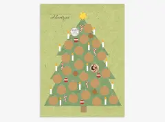 Rubbel Adventskalender mit Weihnachtsbaum-Design und goldenen Stickern