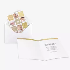 Lasst eure niedliche und glückselige Fotogrußkarte drucken. Wenn ihr tolle Nachrichten mit der ganzen Familie teilen wollt, ist die Grußkarte der ROSSMANN Fotowelt optimal.