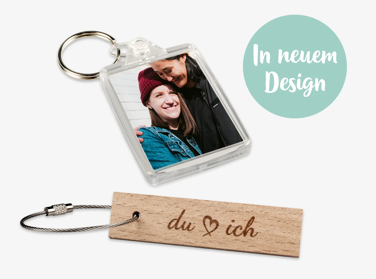 Schlüsselanhänger mit Foto oder Gravur ganz einfach gestalten in der ROSSMANN Fotowelt. Nach euren Wünschen individualisierbar, auch perfekt als Geschenk.