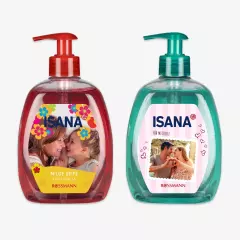Personalisierte Seife von ISANA in der ROSSMANN Fotowelt gestalten mit lustigen Fotos und schönen Erinnerungen. Hergestellt aus 100 % recyceltem Plastik.