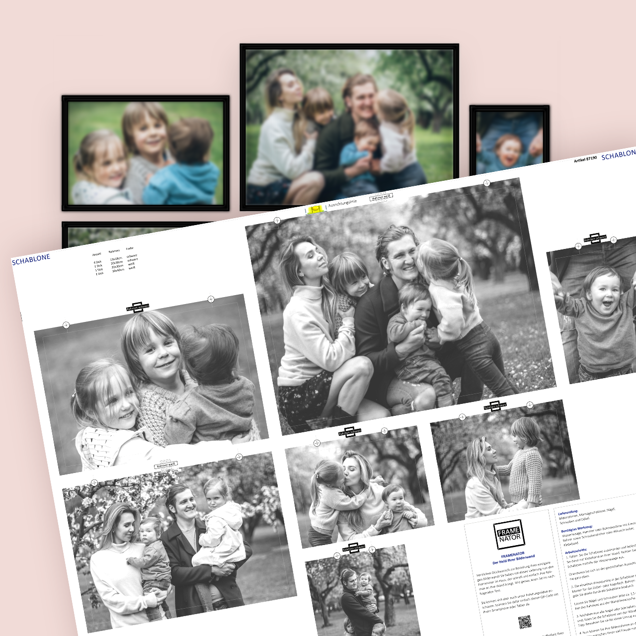 Wenn ihr eine Bilderwand gestalten wollt, könnt ihr das in der ROSSMANN Fotowelt machen. Dank der Schablone