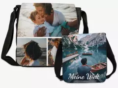 Umhängetasche selbst gestalten, 4 verschiedene Größen Umhängetasche bedrucken mit Fotocollagen, Einzelbildern und individuellem Text. Die Umhängetasche gibt es in vier verschiedenen Größen in der ROSSMANN Fotowelt.