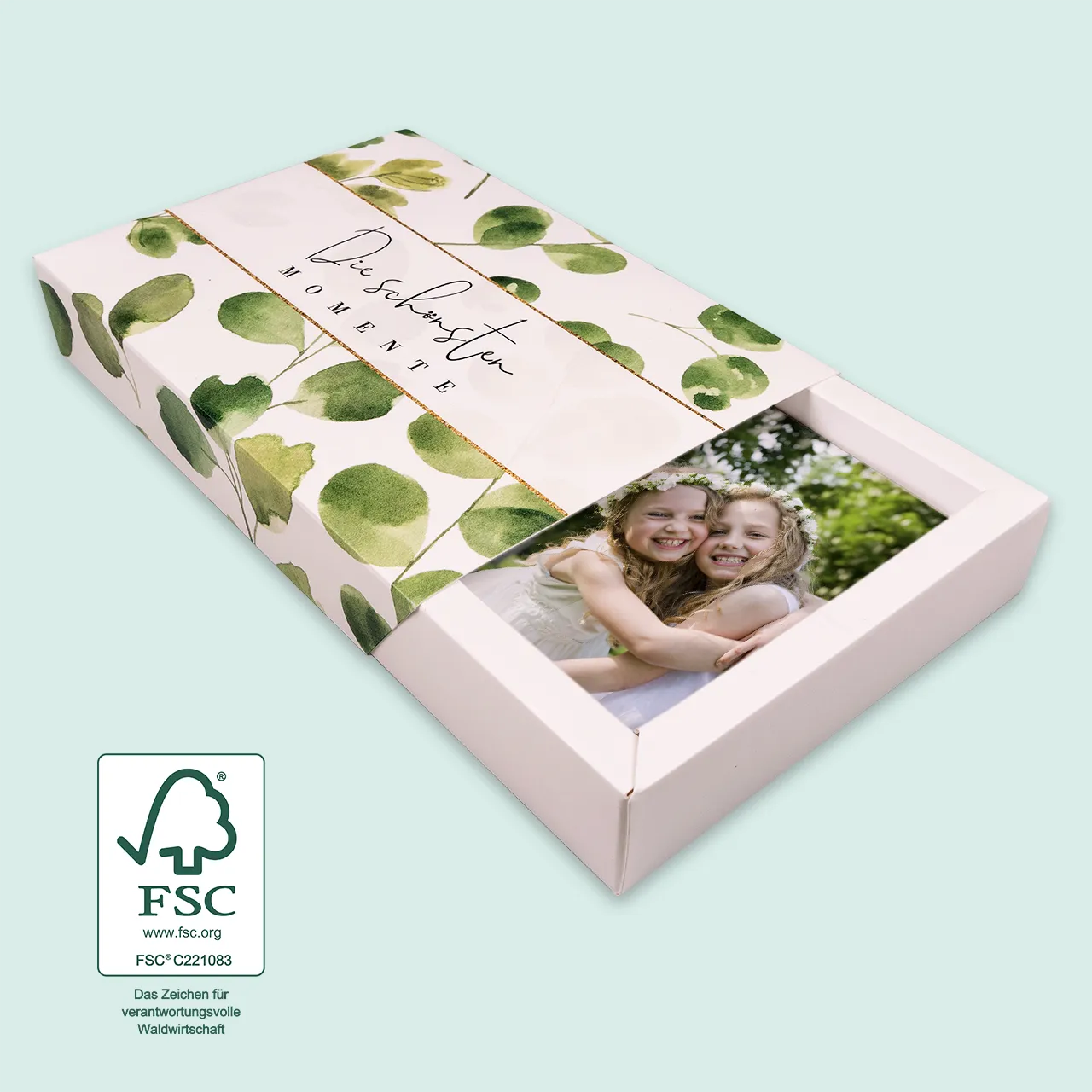 Gestaltet eure individuelle Bilderbox: Fügt Fotos, Texte und Cliparts hinzu oder passt Designvorlagen an. Bewahrt eure schönsten Momente für immer auf!