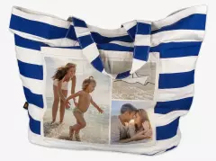 Personalisierte Strandtasche, blau, Baumwolle, hochwertig Bestellt jetzt eine blaue Strandtasche personalisiert. Die Strandtasche besteht aus Baumwolle und ist mit einer Bodenfalte und einem langen stabilen Henkel ausgestattet.