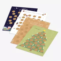 Vier verschiedene Rubbel Adventskalender mit kreativen Designs