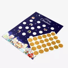 Rubbel Adventskalender im Nacht-Design mit goldenen Stickern zum Freirubbeln