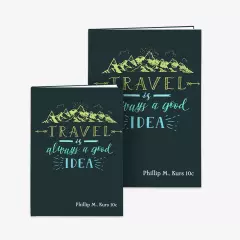 Elegantes Notizbuch personalisiert mit stabilem Einband Elegantes Notizbuch selbst gestalten, ideal als Reisebegleiter oder Geschenk für Reisefreunde. Das Notizbuch hat ein stabiles Hardcover und 144 Innenseiten.