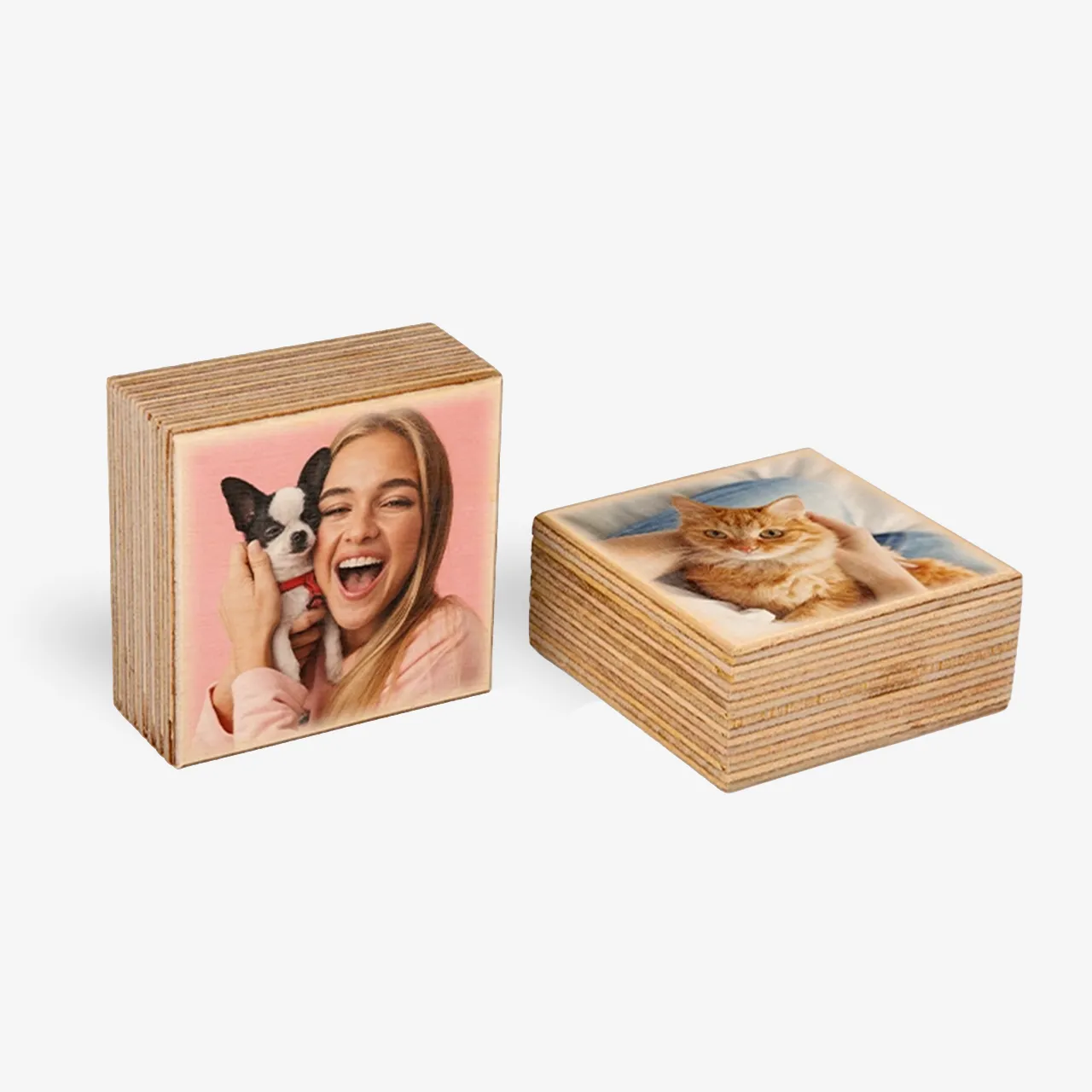 Zwei MIXBLOX Holz mit eigenen Tierfotos gestaltet