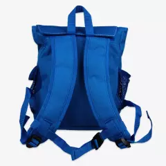 Blauer Kindergartenrucksack mit Namen, verstellbarem Brustgurt und zwei praktische Seitentaschen. Genau das Richtige für Kindergarten oder Schulausflug.