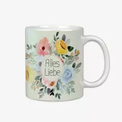 Die Grafik zeigt eine innen weiße Perlmutt Tasse von oben, wobei ihr schimmernder Effekt außen gut erkennbar ist.
