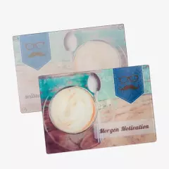 Das Glasschneidebrett mit Foto ist nicht nur praktisch, sondern sieht auch noch gut aus. Dank der geriffelten Oberfläche auf dem Spezialglas wird die Optik hochwertig.
