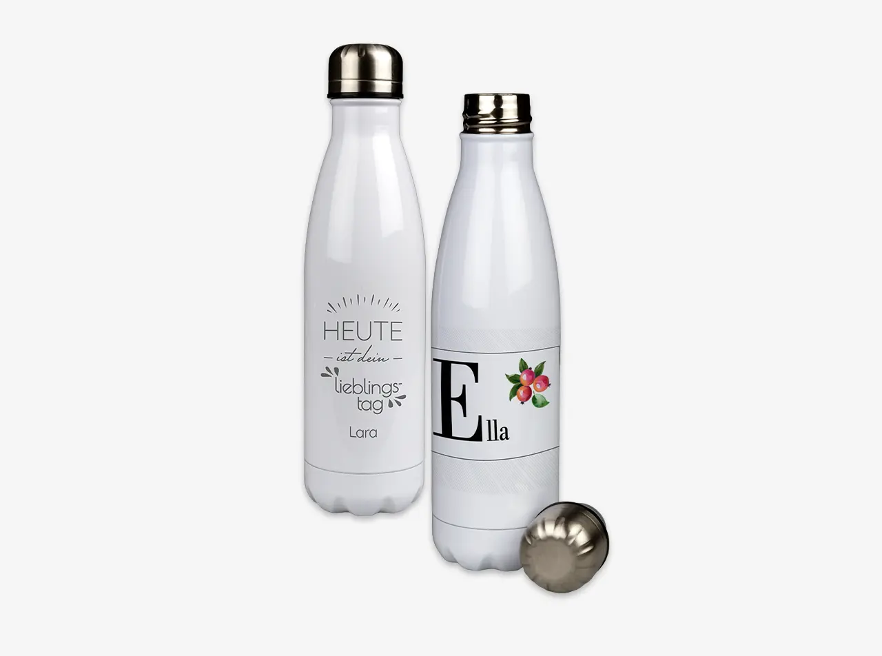 Thermosflasche selbst gestalten – mit Foto oder Gravur